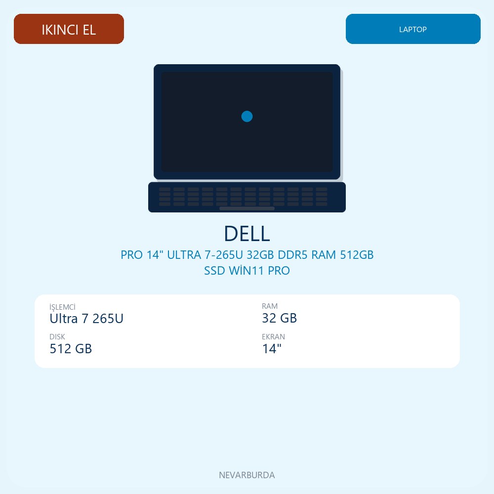 PRO 14" ULTRA 7-265U 32GB DDR5 RAM 512GB SSD WİN11 PRO