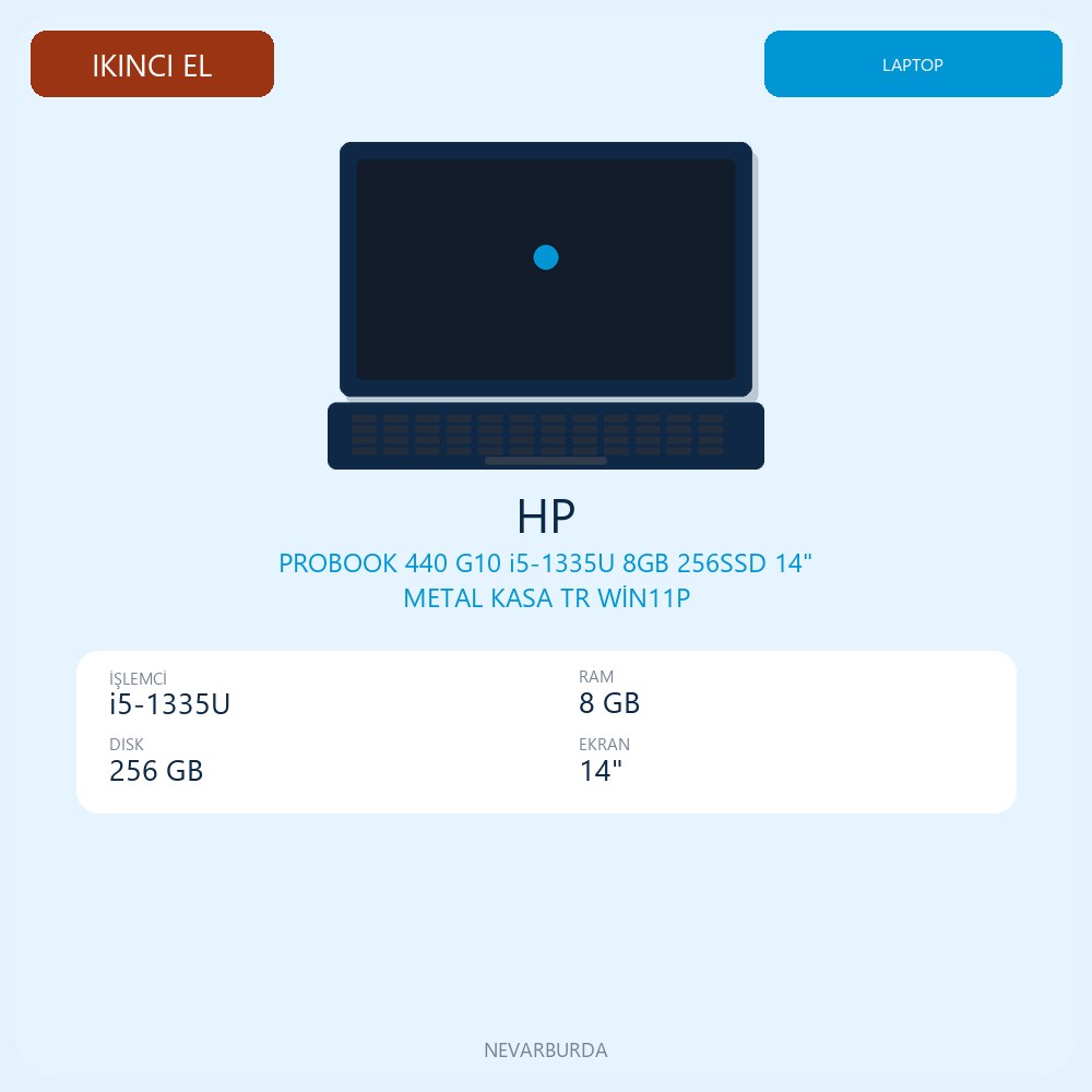 PROBOOK 440 G10 i5-1335U 8GB 256SSD 14" METAL KASA TR WİN11P