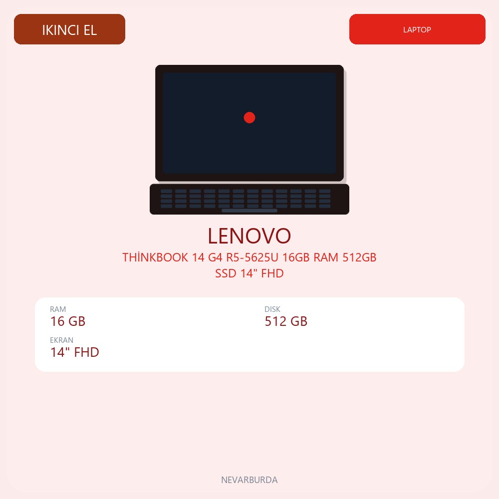 THİNKBOOK 14 G4 R5-5625U 16GB RAM 512GB SSD 14" FHD