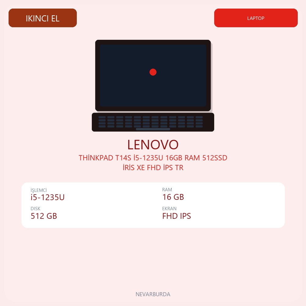 THİNKPAD T14S İ5-1235U 16GB RAM 512SSD İRİS XE FHD İPS TR