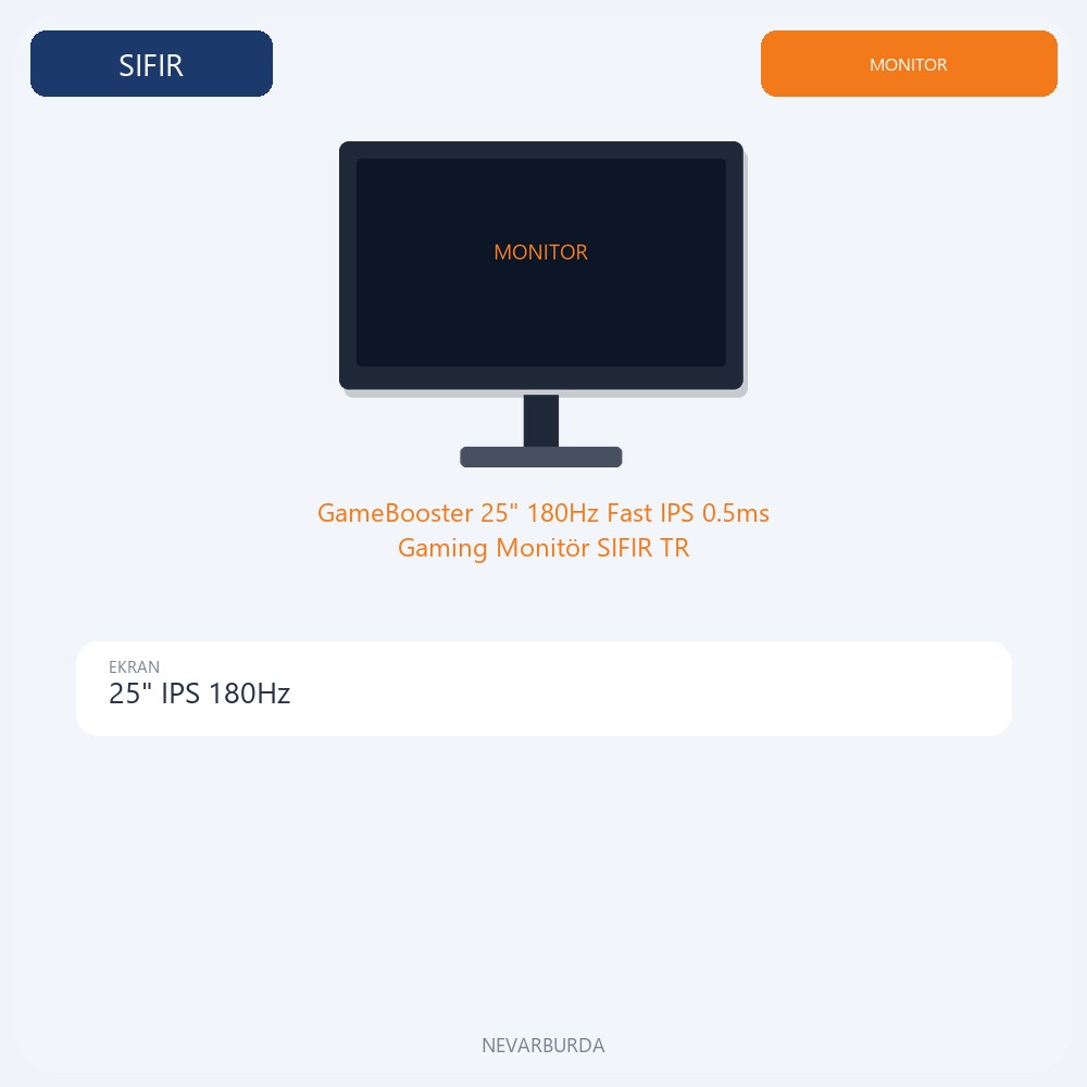 GameBooster 25" 180Hz Fast IPS 0.5ms Gaming Monitör SIFIR TR