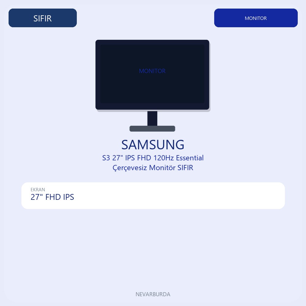 S3 27" IPS FHD 120Hz Essential Çerçevesiz Monitör SIFIR