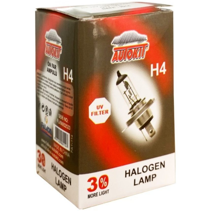 Autokit H4 HALOJEN AMPUL 12V 60/55W 43T KUTULU