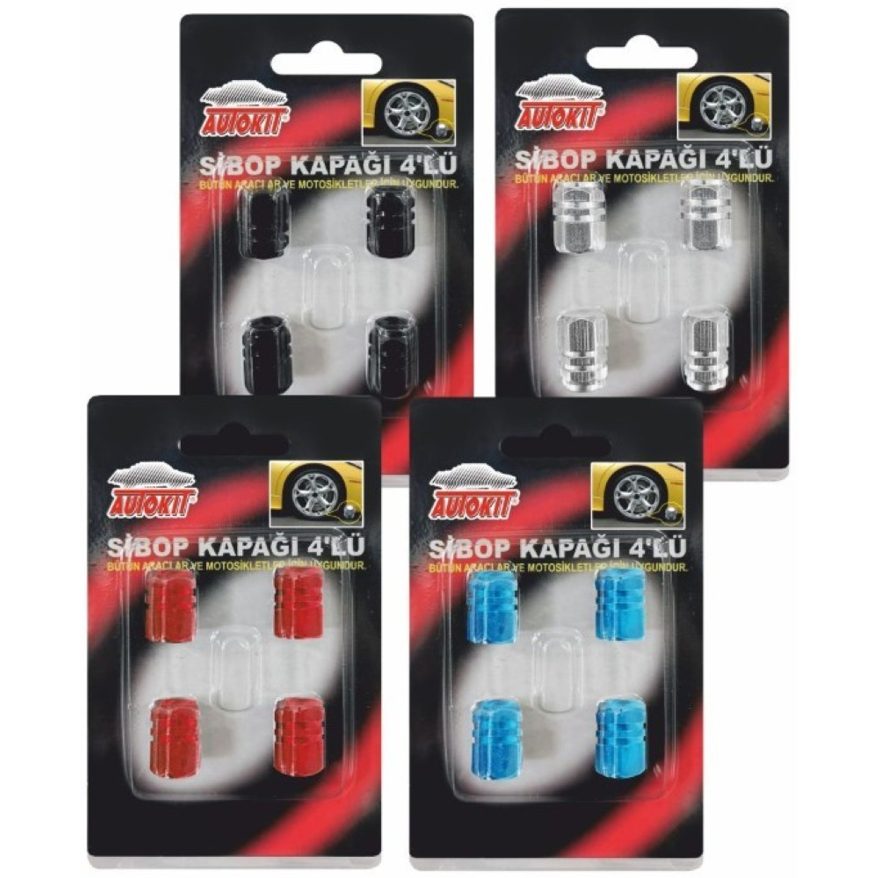 Autokit RENKLİ SİBOP KAPAĞI 4'LÜ