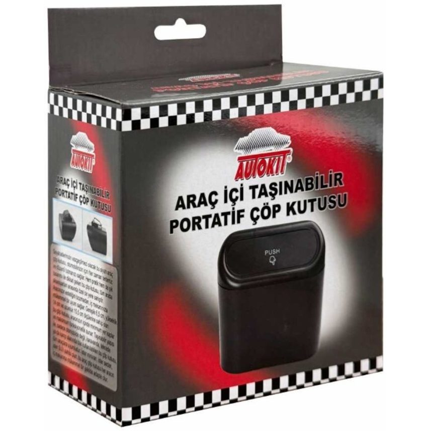 Autokit ARAÇ İÇİ TAŞINABİLİR PORTATİF ÇÖP KUTUSU