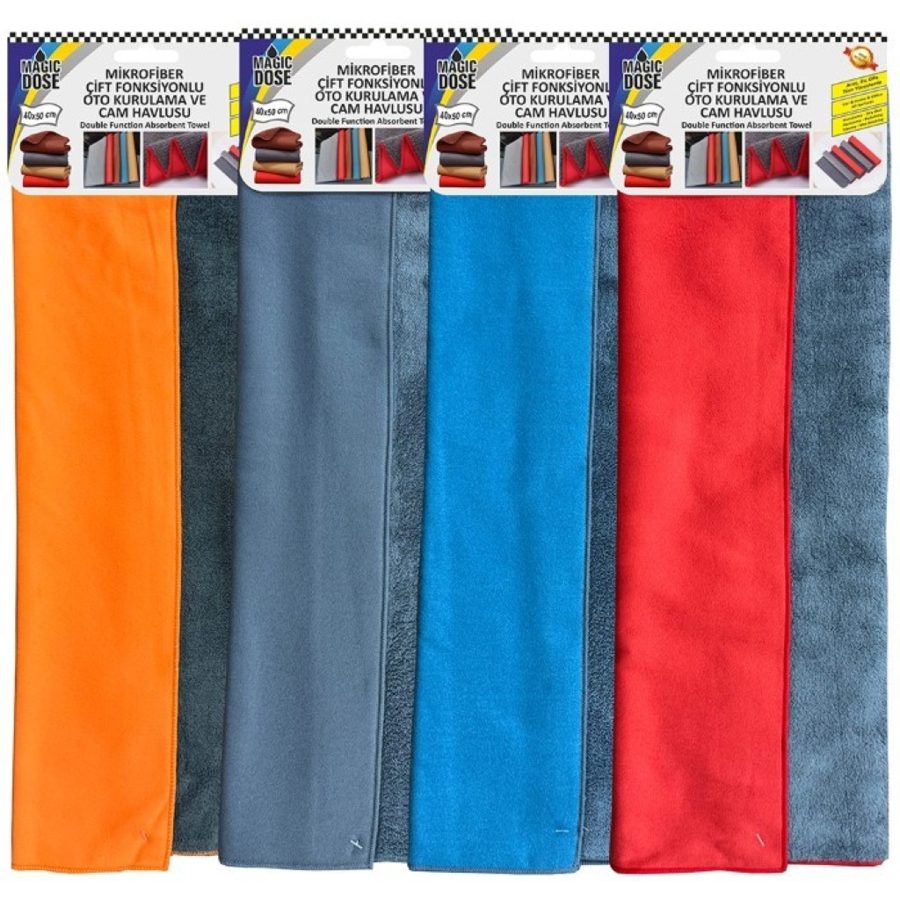 Magic Dose MİKROFİBER ÇİFT FONKSİYONLU OTO KURULAMA VE CAM HAVLUSU 50*40 CM