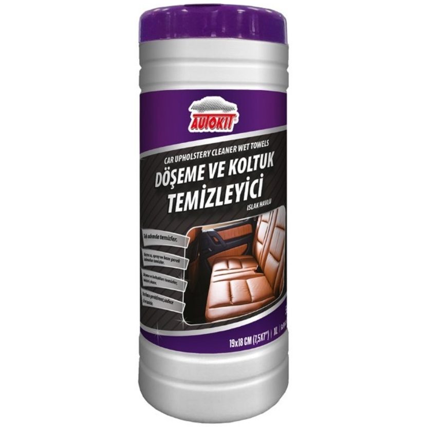 Autokit DÖŞEME VE KOLTUK TEMİZLEYİCİ ISLAK HAVLU PLASTİK KUTU 50' Lİ