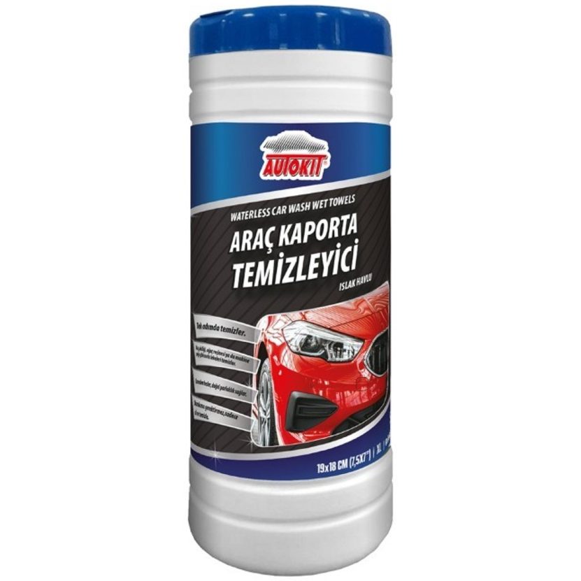 Autokit ARAÇ KAPORTA TEMİZLEYİCİ ISLAK HAVLU PLASTİK KUTU 50' Lİ