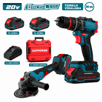 Kömürsüz Li-ion Akülü 2'Lİ Kombo SET - Matkap VE Avuç Taşlama 20V 4.0Ah+2.0Ah