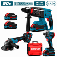 Kömürsüz Akülü 3 LÜ SET Taşlama+kirici Delici+vidalama Li-ion 20V 4.0Ah