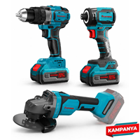Kömürsüz Akülü Torklu Vidalama Li-ion 20V 4.0Ah + Kömürsüz Akülü Darbeli Vidalama 70NM 13 MM 20V Li-ion + Akülü Avuç Taşlama Li-ion (makine) Kömürsüz