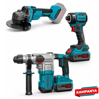 Kömürsüz Akülü Torklu Vidalama Li-ion 20V 4.0Ah + Kömürsüz Akülü Kirici-delici 20V Li-ion + Akülü Avuç Taşlama Li-ion (makine) Kömürsüz