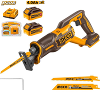 Li-ion Kömürsüz Akülü Tilki Kuyruğu Testere 20V + Li-ion Akü ve Şarj Cihazı Seti 20V 4.AH (ING-FBCPK2013E)