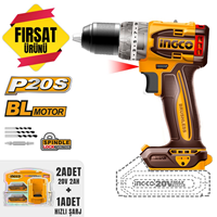 Kömürsüz Li-ion Akülü Matkap 10 MM 20V 2.0Ah + Li-ion Akü ve Şarj Cihazı Seti 20V 2.0Ah(ING-FBCPK2212E)