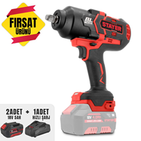 Kömürsüz Akülü Somun Sikma 1/2" 18V Li-ion ( 2 Adet STY-12589- 5.0Ah AKÜ)+(YS-12578-ŞARJ Cihazi)