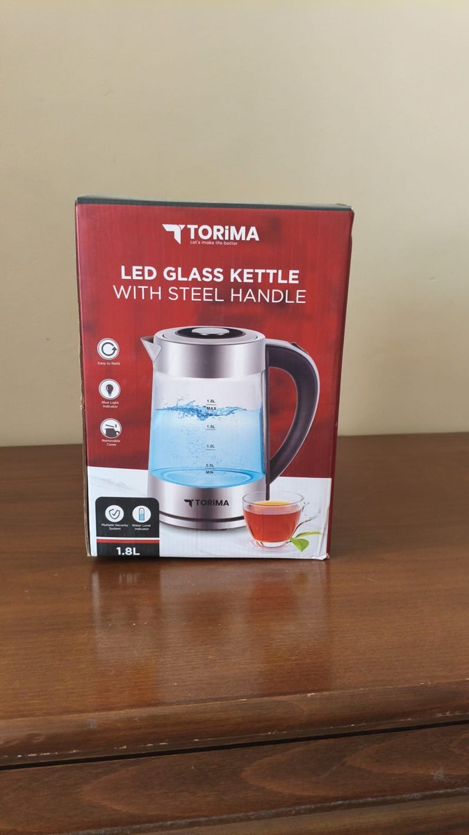 TORIMA LED cam kettle 1.8L çelik sap