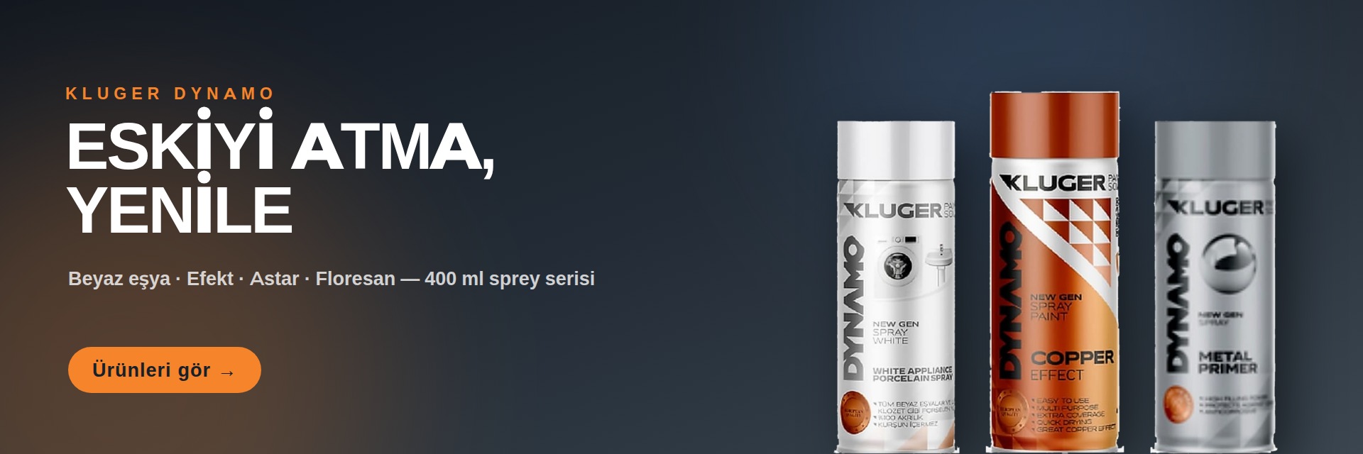 Kluger Dynamo — Eskiyi atma, yenile. 400 ml sprey serisi