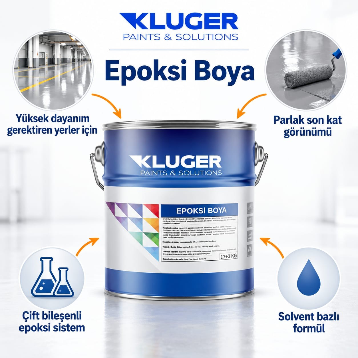 Kluger Epoksi Boya Siyah-Beyaz 1,05+0,2 Kg