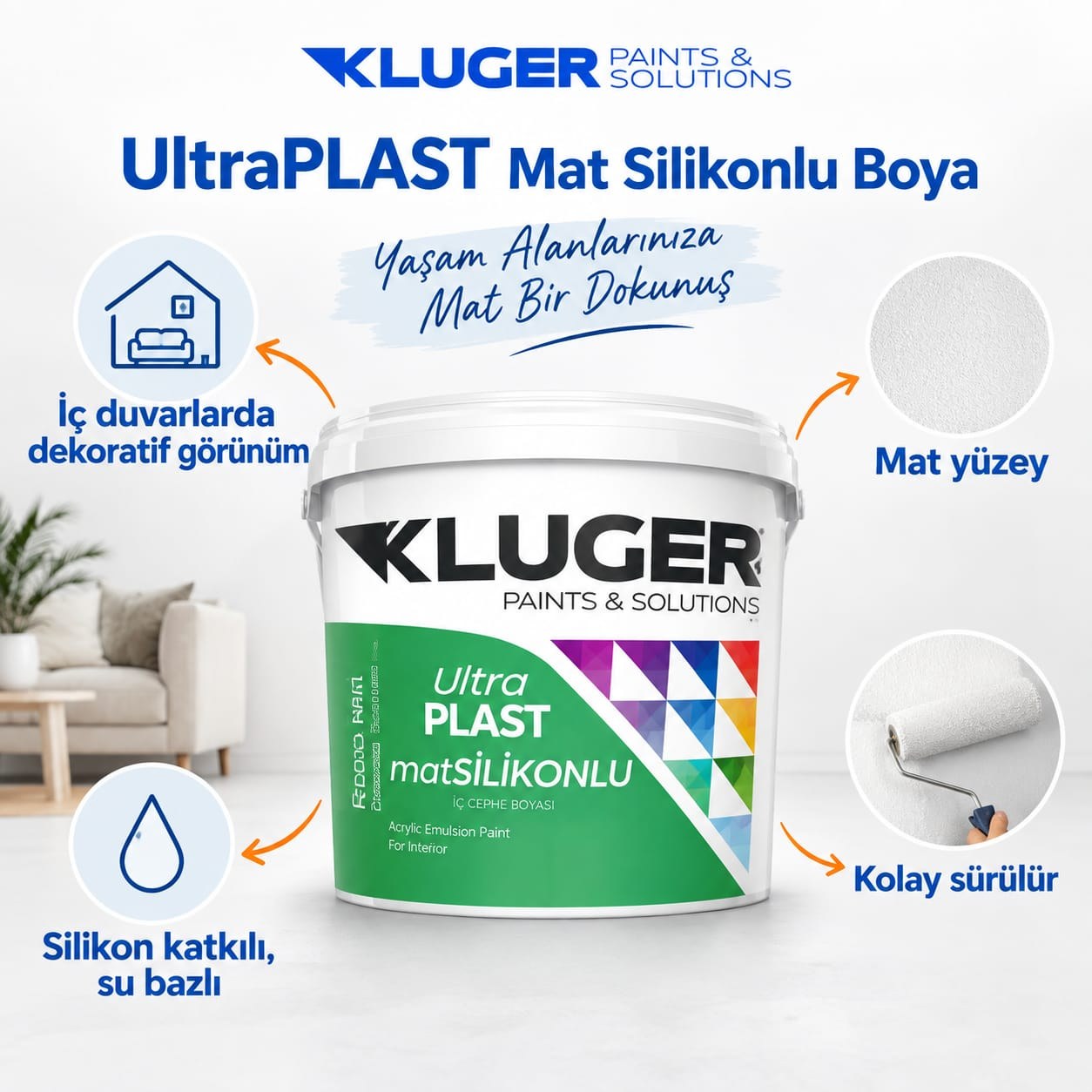 Kluger UltraPLAST Mat Silikonlu Boya 20 Kg