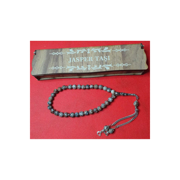 DOĞALTAŞ TESPİH JASPER TAŞI TESBİH 33 LÜK KUTULU HEDİYELİK TESBİH