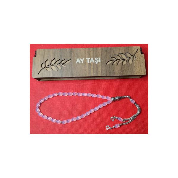 DOĞALTAŞ TESPİH AY TAŞI TESBİH 33 LÜK KUTULU HEDİYELİK TESBİH