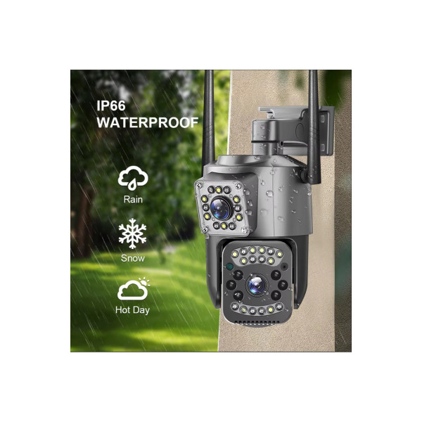 4K DUAL LENS GÜVENLİK KAMERASI 8X ZOOM 2+2MP ULTRA HD WİFİ HAREKET ALGILAMA ALARM