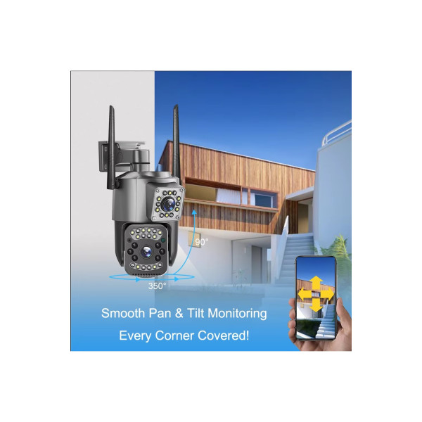 2+2MP GECE GÖRÜŞLÜ WİFİ İP KAMERA ALARM TELEFON UYGULAMASI SU GEÇİRMEZ GÜVENLİK KAMERASI