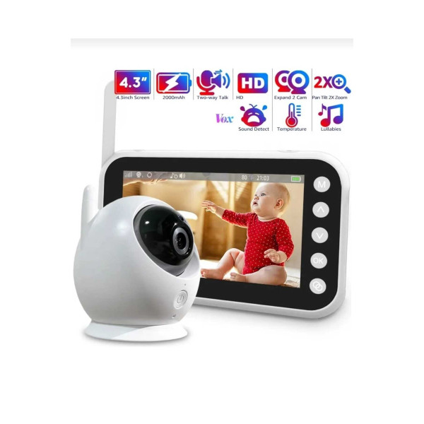 4.3 inç WiFi Bebek Monitörü, 8 IR Gece Görüş Ledli Güvenlik ve Bebek izleme Kamerası 2 Yönlü Ses