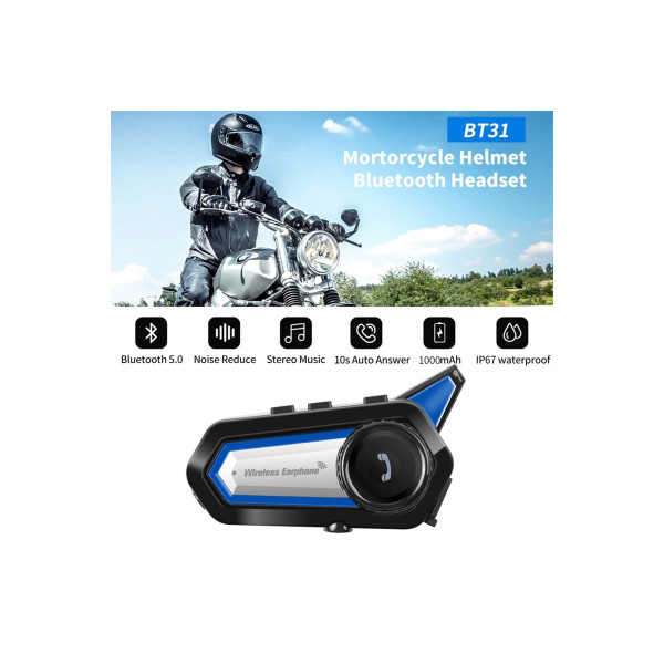 Motosiklet Kask Bluetooth Kulaklık Interkom Su Geçirmez Kablosuz Mikrofonlu Moto Intercomunicador