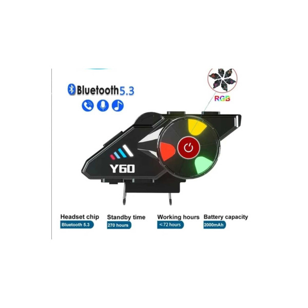 Kask Interkom Kulaklık Bluetooth Mikrofonlu Kablosuz Motosiklet Kulaklığı RGB led ışıklı