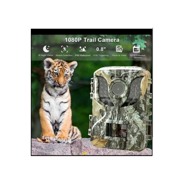 Fotokapan Kamera 16mp Full Hd 1080p Gece Görüşlü 2 Inç Lcd Ekran Su Geçirmez Trail Camera