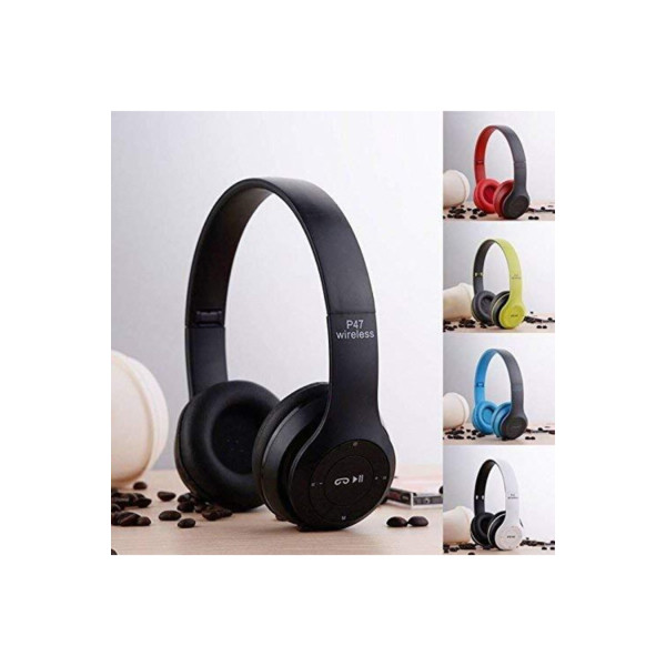 P47 Bluetooth Kulaklık Yükses Ses Ve Bass Fm Radyo Kablosuz Siyah