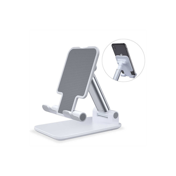 Beyaz Gümüş Katlanabilir Masaüstü Tablet ve Telefon Tutucu Deskop Stand Rz-054