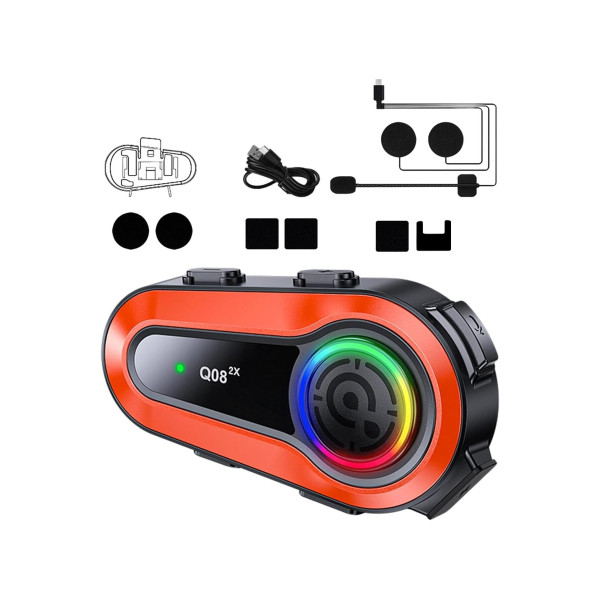 SU GEÇİRMEZ MOTORSİKLET BLUETOOTH KULAKLIK RGB IŞIKLI OTOMATİK CEVAPLAMA MİKROFONLU KASK İNTERCOM