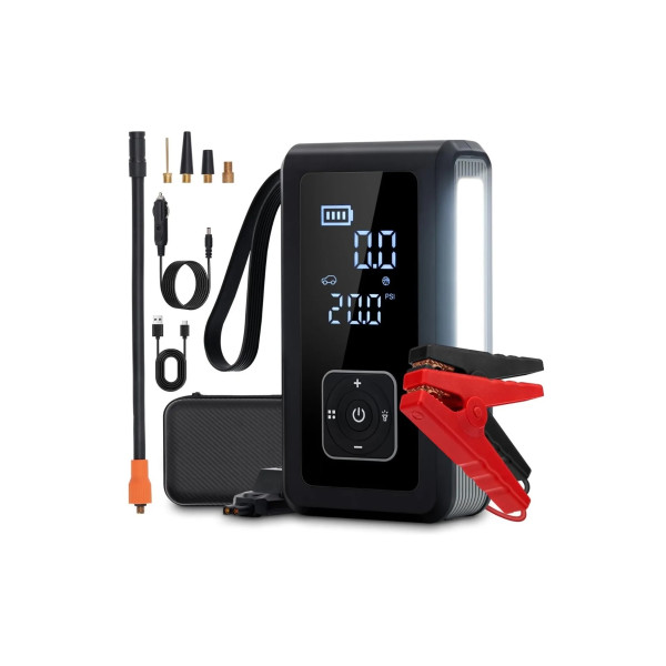 Multi Function Jump Starter Şarjlı Lastik Şişirme Pompası Akü Takviye Acil Durum Led Işık Powerbank