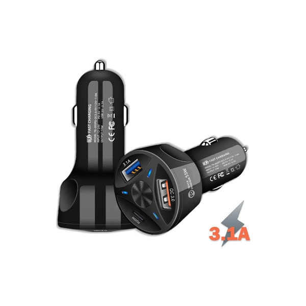 Araç Çakmaklık Şarjı 2 Usb Çıkışlı +20w Pd Şarj Hızlı Şarj Destekli 55w