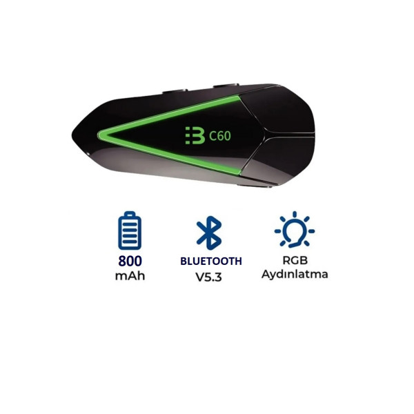 MOTORSİKLET BLUETOOTH 5.3 KULAKLIK RGB LED IŞIKLI İNTERCOM ÇİFT TELEFONA BAĞLANABİLEN İNTERKOM