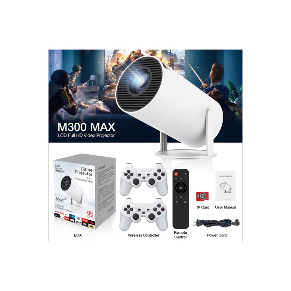 M300MAX ANDROİD PROJEKTÖR AKILLI VİDEO OYNATICI 2 İN 1 GAME PROJEKTOR FULL HD PROJEKSİYON YANSITMA