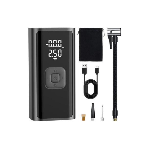 Dijital LCD Ekranlı 4500mAh Hava Kompresörü Powerbank Özellikli Şişirme Pompası Araç Top Motorsiklet