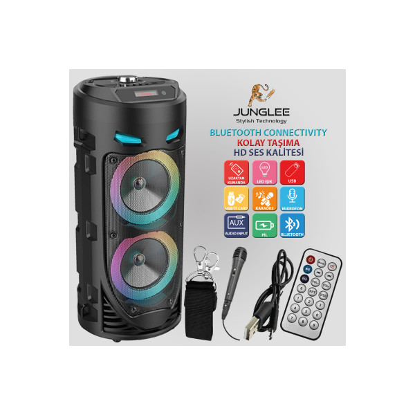 BLUETOOTH HOPARLÖR SD KART USB GİRİŞLİ MİKROFONLU LED IŞIKLI ŞARJLI KABLOSUZ SPEAKER