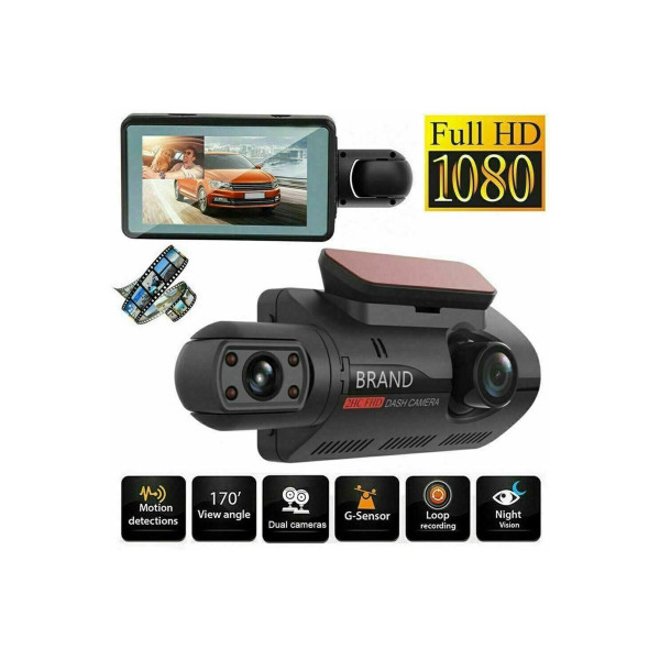 2 KAMERALI ARAÇ İÇİ KAMERA EKRANLI 2 LENS CARDVR DASH CAM ÖN VE İÇ