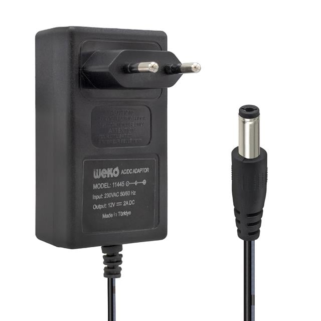 Weko 12 Volt 2 Amper 24 Watt Plastik Kasa Priz Tipi Adaptör (5.5x2.5 Uçlu)
