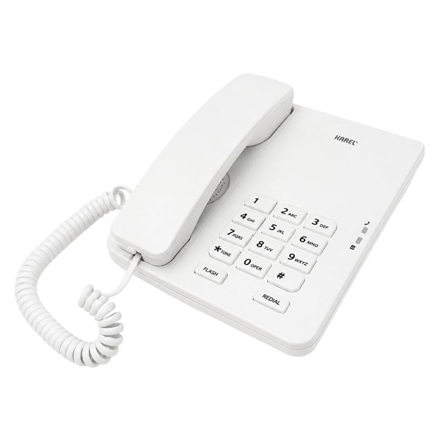 Karel TM-140 Analog Sabit Kablolu Ekransız Beyaz Masaüstü Telefon Analog Telefon