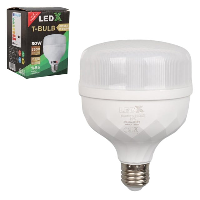LedX AL-TB30 Akım Korumalı 30 Watt 3600 Lümen E27 Beyaz Kristal Torch Led Ampul