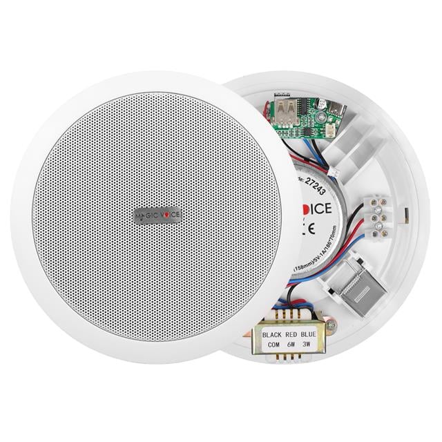MagicVoice TPI-351 6" (16 CM) Hat Trafolu Alçıpan/Asma Tavan Tipi Hoparlör (6W RMS - MP3 USB Uyumlu) - Beyaz