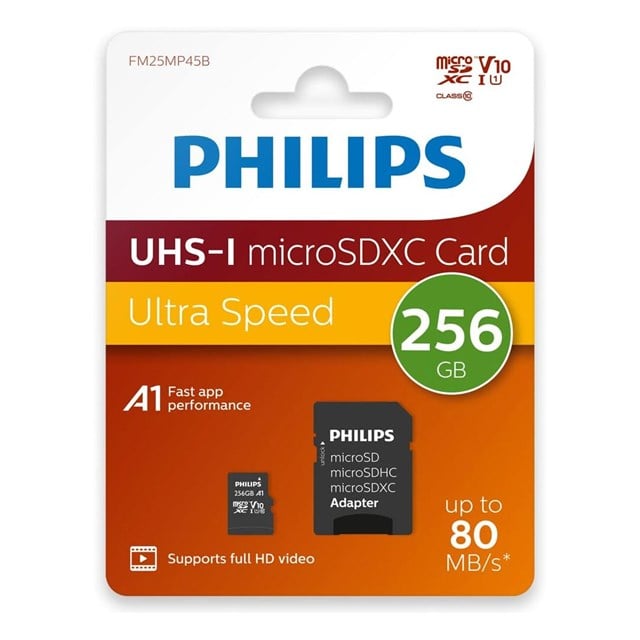 Philips FM25MP45B/00 256GB Class10 UHS-I U1 TF Adaptörlü Micro SDXC Hafıza Kartı