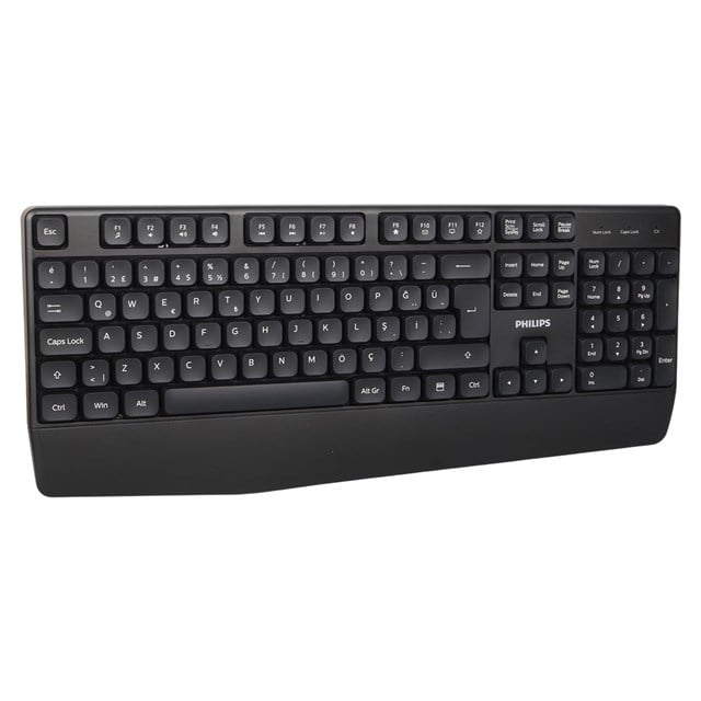 Philips SPK634B USB Kablosuz Ofis Tipi Siyah Numpadli Türkçe Q Klavye