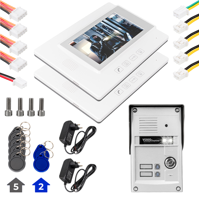 PowerMaster 37T2 2 Daire 7'' NFC Destekli Görüntülü Kapı Zili Interkom Akıllı Ev Güvenliği Sistemi