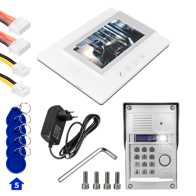 PowerMaster 773TP 1 Daire 7'' NFC Şifre Girişli Görüntülü Diafon Kapı Zili Interkom Akıllı Ev Güvenliği Sistemi
