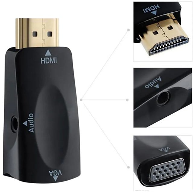 Powermaster PM-13645 HDMI Erkek to VGA Dişi Audio Girişli Çevirici Aparat
